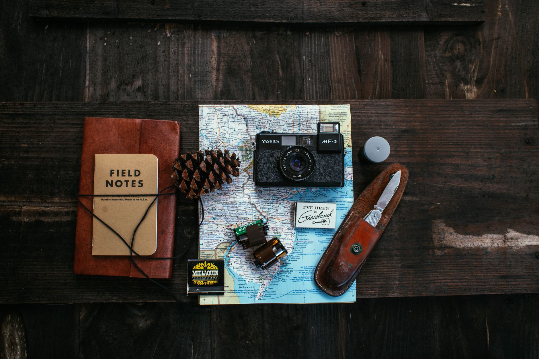Vintage map and travel planning notes